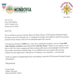 Air-Tro Support for Monrovia Reads 