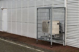 airtro commercial ac security cage -Ground-pad enclosure after a security review